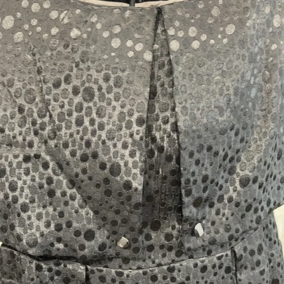 Tulle for Anthropologie Black Polka Dot Sleeveless Peplum Pleated Midi-Dress - Picture 3 of 11